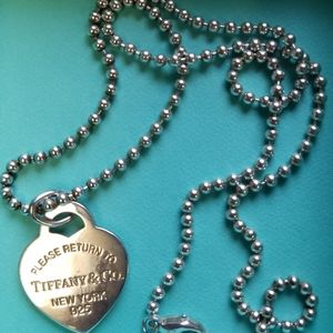Return to Tiffany® Tiffany Blue® Heart Tag Charm w/ Beaded Chain Necklace ~ NWOT